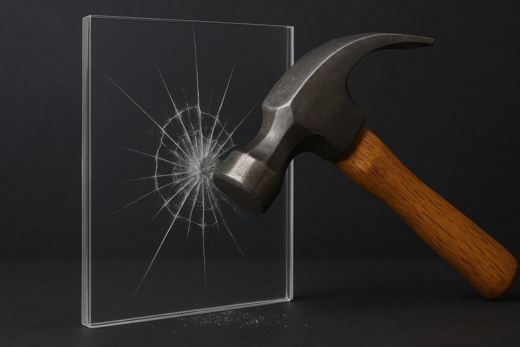 Marteau qui brise une vitre