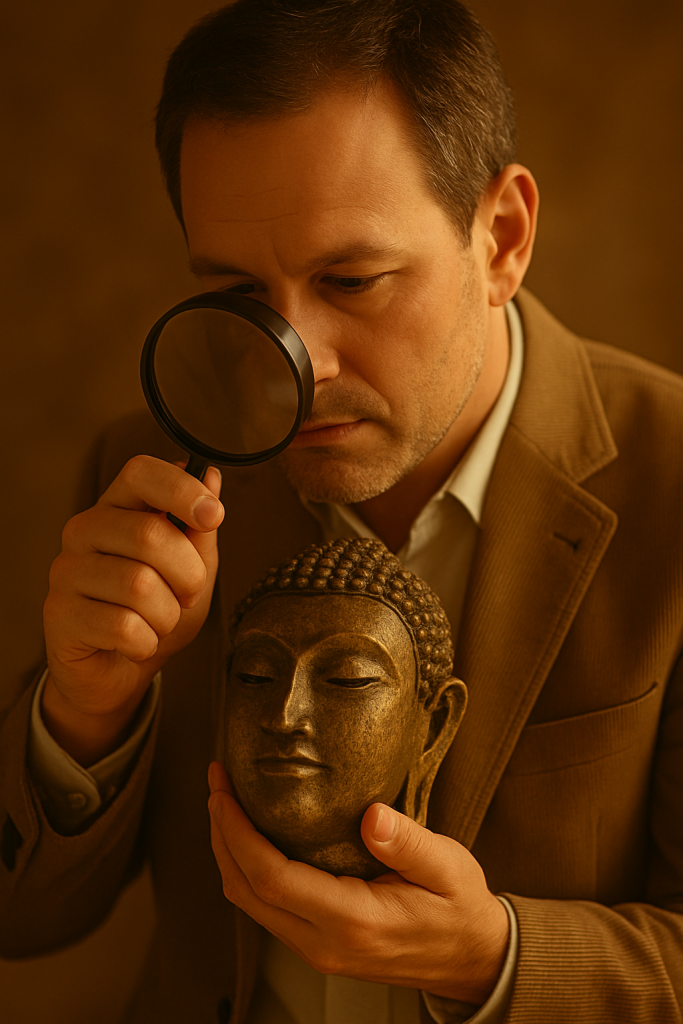 Examen minutieux du masque Bouddha